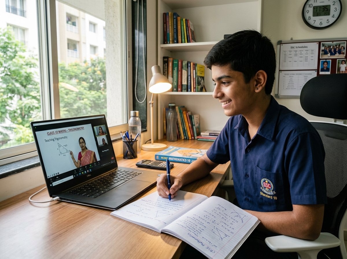 Student solving State Board mathematics online